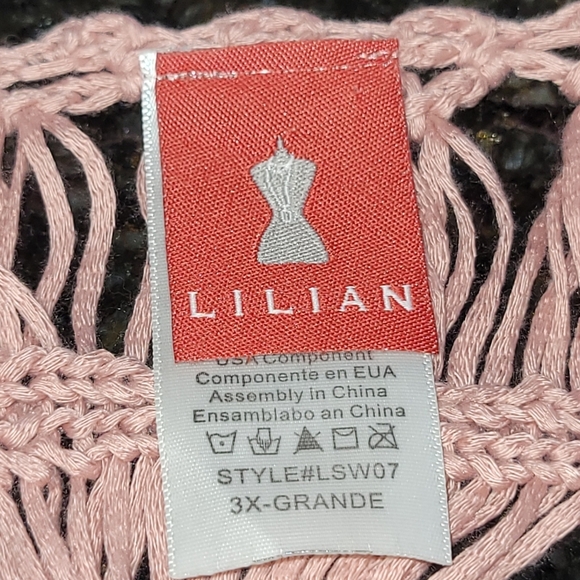 1X 2X 3X 100% Cotton Boho Mauve Crochet Fringe Top - Picture 4 of 4